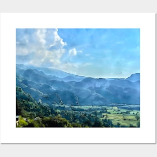 Mountain view of Northern of Thailand watercolor art Posters and Art